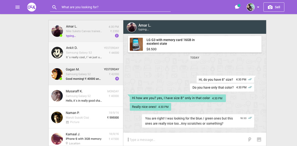 Our web app chat design by following our design system guideline