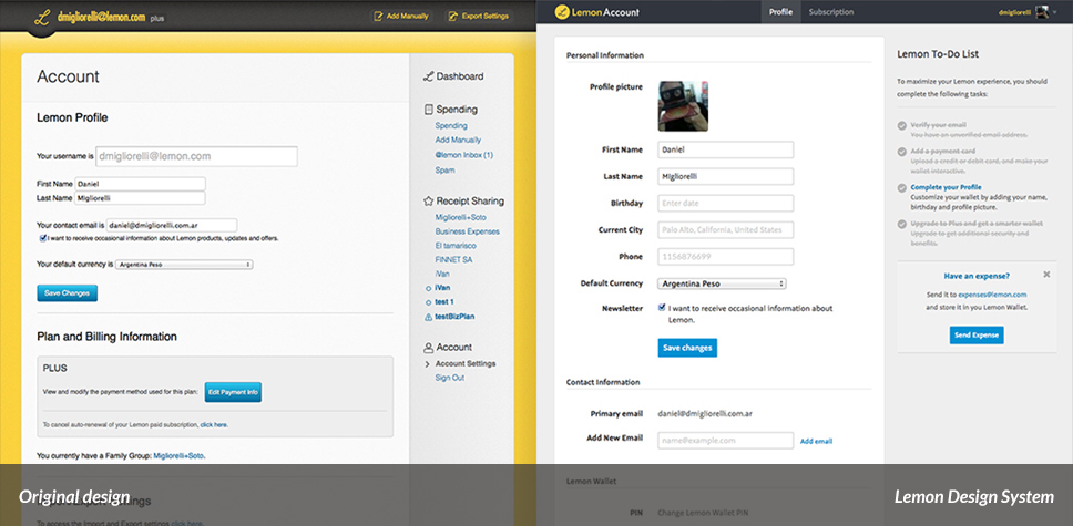 Lemon web, before and after our design system implementation